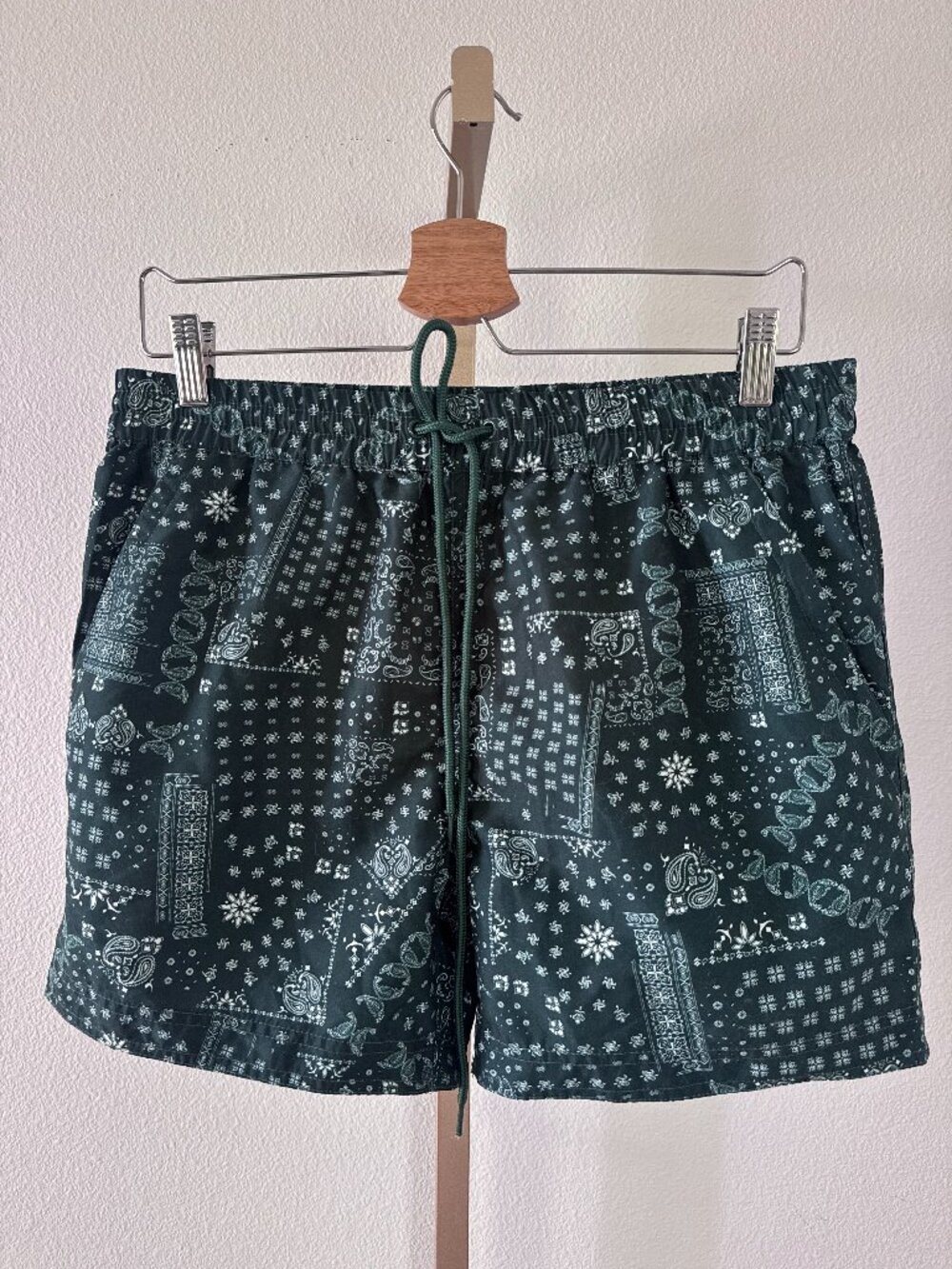 South Beach Bandana Swim Trunks Medium Green Paisley Kith Style Streetwear
